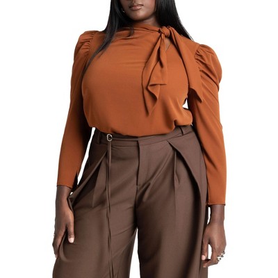 ELOQUII Women's Plus Size Drape Front Blouse