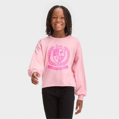 Girls' Barbie Malibu Dreamy Pullover Sweatshirt - Pink : Target