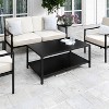 Martha Stewart Lily Pond Indoor-Outdoor Patio Coffee Table with Lower Shelf and Steel Frame in Black - 2 of 4