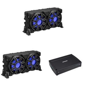 Kicker (2) 51MWLE104 - MWE 10-Inch Loaded Premium Marine Sub Encl w/ Passive Radiator 4ohm & 51KXMA15001 Marine Amp Bundle - 1 of 4