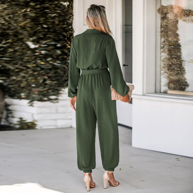 Women's Belted Long Sleeve Jogger Jumpsuits - Cupshe, 4 of 12