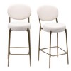 PAGED Round Bar Stools Set of 2 Modern Velvet Counter Stools with Back, Footrest and Metal Frame for Dining Room - 3 of 4