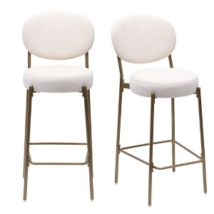 TUYOHW Set of 2 Velvet Counter Height Bar Stools,Bar Chair with Metal Legs,Oval Back &Footrest,Accent Counter Stools for Kitchen Island,Home Bar - 1 of 4