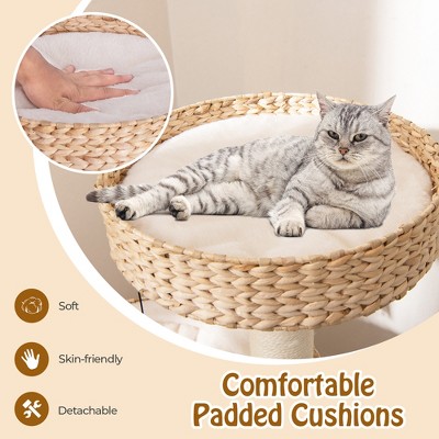 Natural Sisal and Plywood Cat Tree with Cozy Perch and Condo
