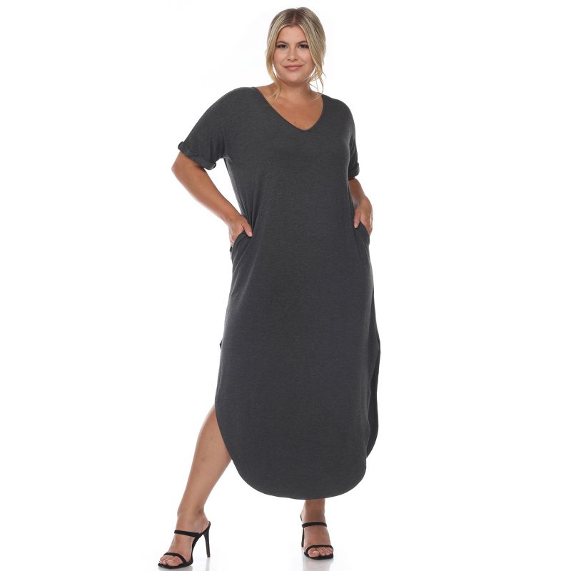 Plus Size Short Sleeve V-neck Maxi Dress, 1 of 6