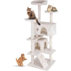 54in Cat Tower Multi-Level Durable Cat Scratching Post & Cozy Fun Cat Jumping Platform Space Saving Cat Condo Pet - 1 of 4
