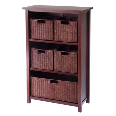 42.99" 6pc Milan Cabinet/Shelf & Baskets Walnut - Winsome