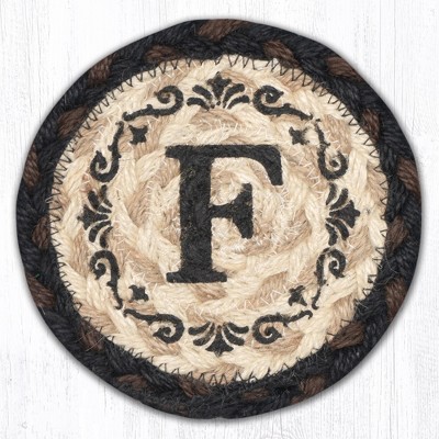 Earth Rugs Monogram Braided Jute Coaster – Rustic Farmhouse Style, 5"x5" Hand Stenciled Personalized Design