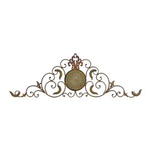 Metal Scroll Wall Decor with Embossed Details Gold - Olivia & May: Rustic Iron Artwork, Arched Design - 1 of 4
