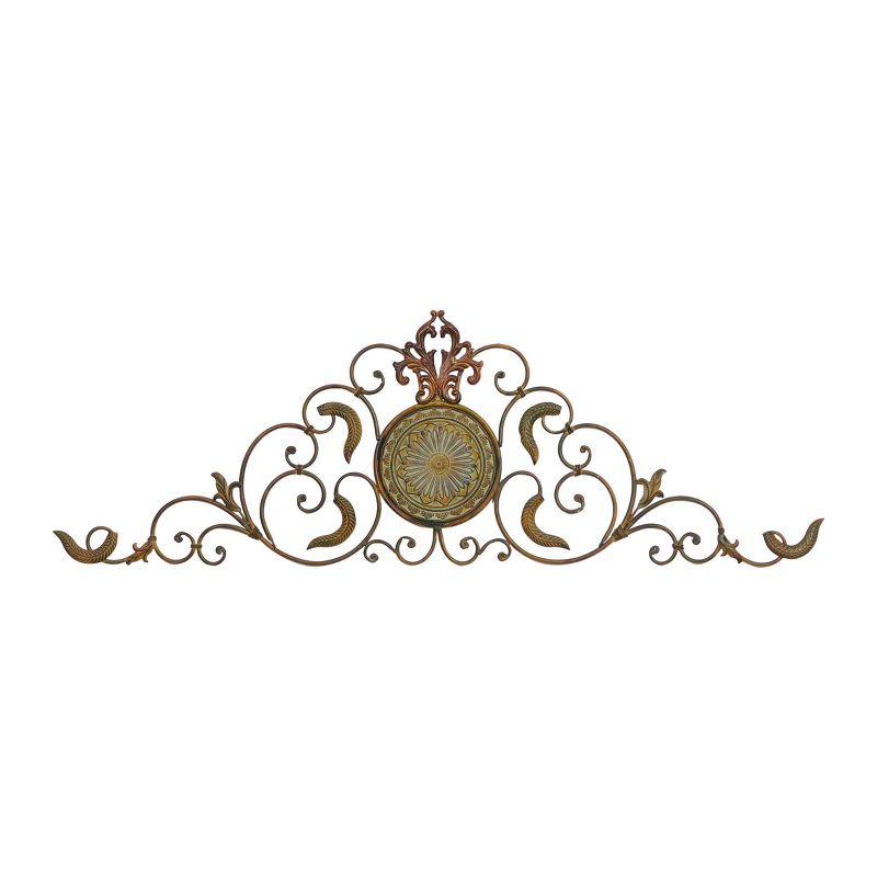 Metal Scroll Wall Decor with Embossed Details Gold - Olivia &#38; May, 1 of 6