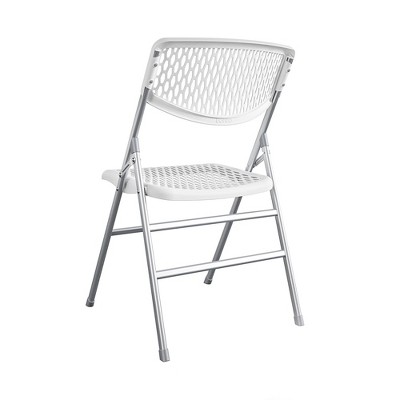 White Metal and Plastic Armless Folding Chair