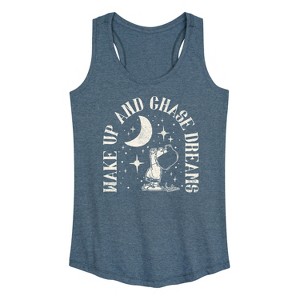 Women's - Peanuts - Wake Up And Chase Dreams Graphic Racerback Tank - 1 of 4