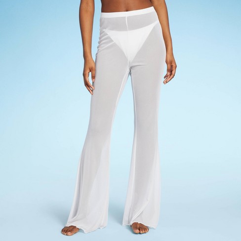 Women's Mesh High Waist Flare Cover Up Pants - Wild Fable™ White S : Target