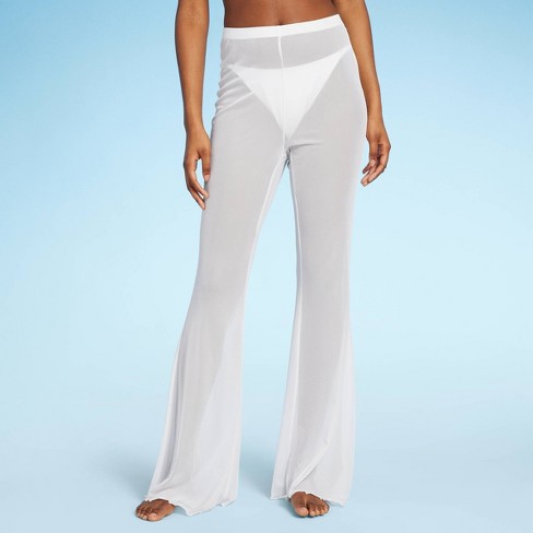 Women's Mesh High Waist Flare Cover Up Pants - Wild Fable™ White S