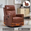 Red Genuine Leather Heat Massage Manual Recliner Chair with Rocker and Swivel for Living Room - 3 of 4