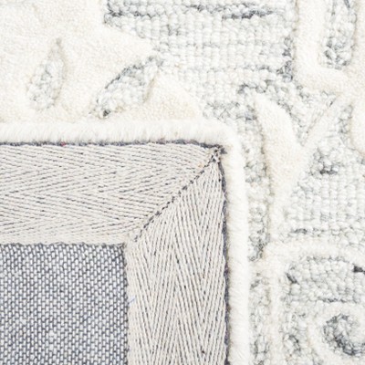 Grey and Ivory Floral Hand-Tufted Wool 8' x 10' Area Rug