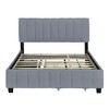 Queen Size Velvet Upholstered Platform Bed with 2 Drawers and 1 Twin XL Trundle - 3 of 4