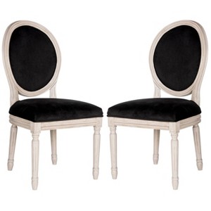 Holloway Oval Side Chair Wood/Black Velvet (Set of 2) - Safavieh
