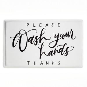 Stupell Industries Please Wash Hands Thanks Printed Plush Bath Mat And Bath Rug, Design By Amanda Houston, 18"X30" - 1 of 4