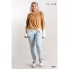 Slickblue Plus Size Long Sleeve Cotton Top, Ombre Print with Raw Hem and Front Gathering, Camel/Red, XL-2XL - 3 of 4