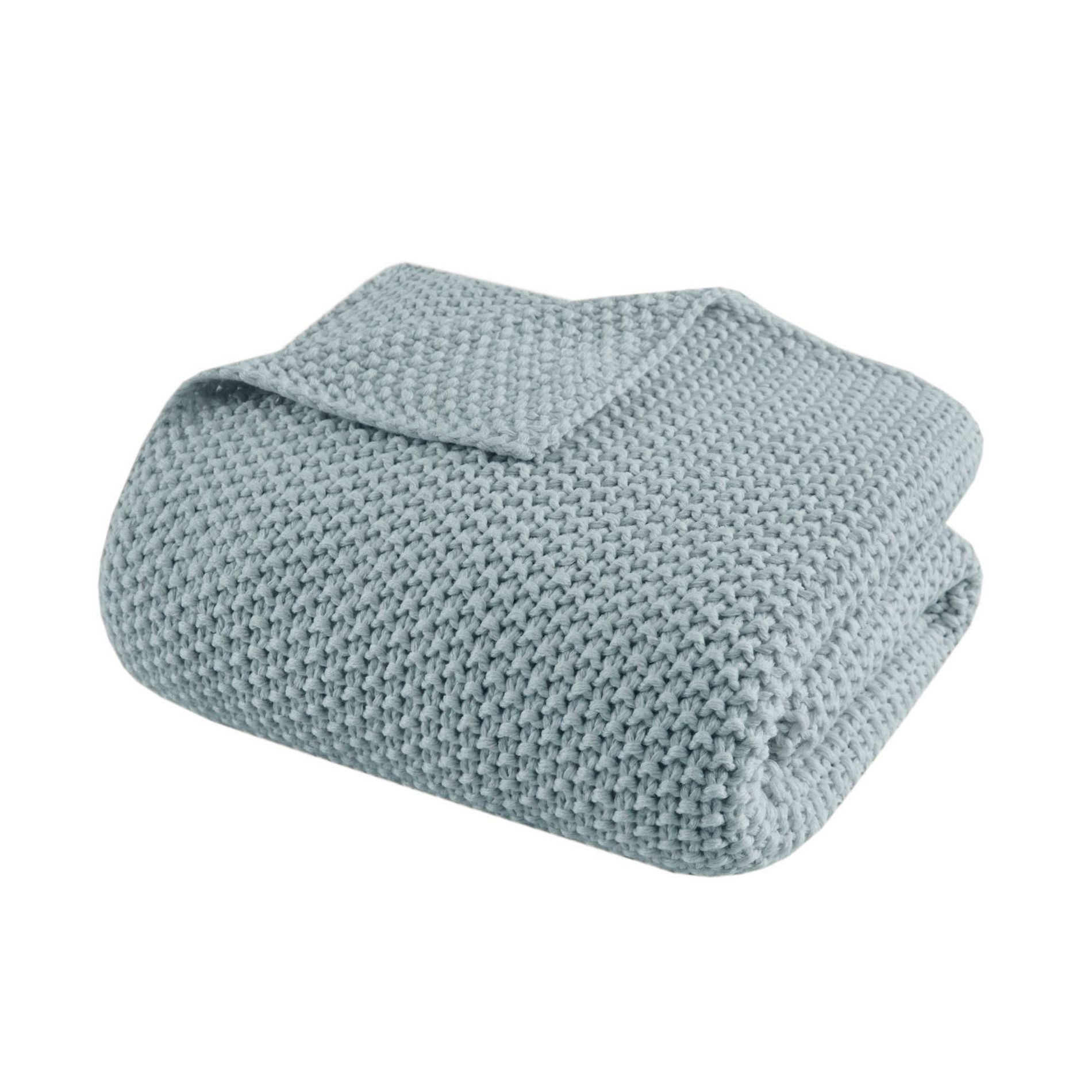 Ink+Ivy 50"x60" Bree Knit Throw Blanket Light Blue