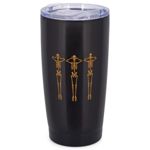 Elanze Designs Hear See Speak No Evil Skeleton Halloween Wrap-Around Design 20 Ounce Stainless Steel On-The-Go Coffee Mug, Thermal Travel Tumbler with - 1 of 4