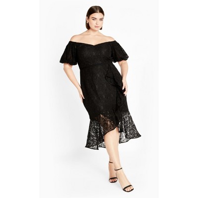 Women's Plus Size Lace Lily Dress - black | CITY CHIC