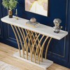 KTMBDW 59 inch Gold Console Table, Modern Entryway Table with Grid-Shaped Metal Base for Entrance, Hallway, Entryway, Living Room, White+Gold - 2 of 4