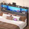 Besiost Headboard with Storage shelves and Charging Station, Wood Headboard with LED Light - 2 of 4