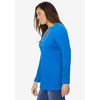 Woman Within Plus Size Embroidered Thermal Henley Tee - 4 of 4