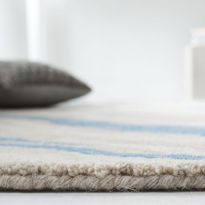 Blue and Beige Hand-Tufted Wool 4' x 6' Area Rug