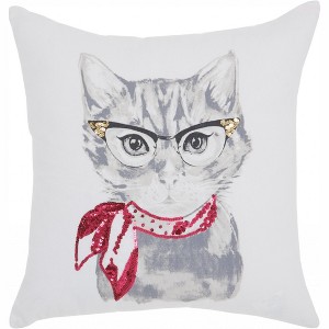 HomeRoots 18" Red and White Cotton Throw Pillow - 1 of 4