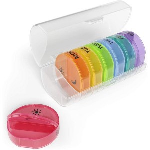 Ezy Dose Weekly (7-Day) Pill Organizer XL – Daily Medicine & Vitamin Planner, Removable  Rainbow Lids - 1 of 4