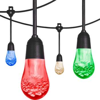 24ct Café Outdoor String Lights Integrated LED Bulb - Black Wire - Enbrighten