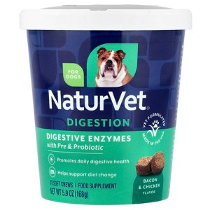 NaturVet Digestive Enzymes With Pre and Probiotic, For Dogs, Bacon & Chicken, 70 Soft Chews, 5.9 oz (168 g) - 1 of 4