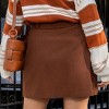Women's Chic Brown Corduroy Button-Front Mini Skirt with Pockets - Cupshe - 4 of 4