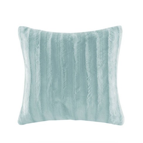 Teal faux discount fur throw pillows