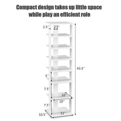 White 7-Tier Bamboo and Wood Shoe Rack Organizer