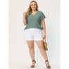 Agnes Orinda Women's Plus Size V Neck Eyelet Short Sleeve Casual Trendy Blouses - 3 of 4