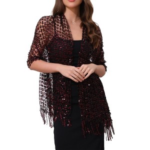 INSPIRE CHIC Women's Sequin Shawls and Wraps for Evening Dresses Fringed Sparkly Scarf 1Pc - 1 of 4