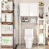 Aheaplus 7-Tier Bathroom Organizer Cabinet with Doors and 4 Hooks, Over The Toilet Storage Cabinet with Adjustable Shelf - 3 of 4