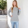 Anna-Kaci Women's Long Sleeve Striped Pullover with Front Pockets and Contrast Cuffs - 2 of 4