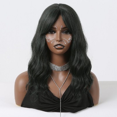 Jessie's Wig 16 Inch Wavy Bangs With Wig Short Synthetic Hair Green Color 1 Pc/Pack