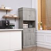 Aghana Digitals 72" Modern Gray Wood Grain Kitchen Hutch with Adjustable Shelves, Utility Drawer, 2 - 2 of 4