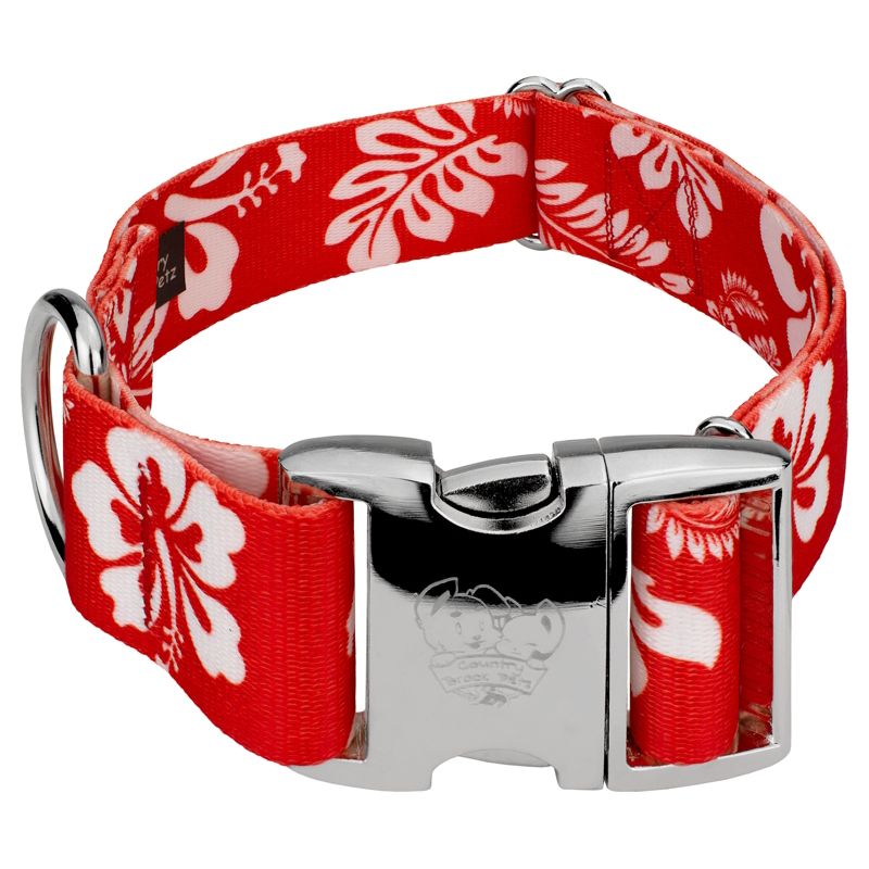 Country Brook Petz 1 1/2 Inch Premium Red Hawaiian Dog Collar, 1 of 7