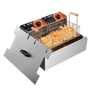 Wechef 5000W 20L Electric Deep Fryer Stainless Steel Single Large Tank Basket Lid Countertop Commercial Restaurant - 1 of 4