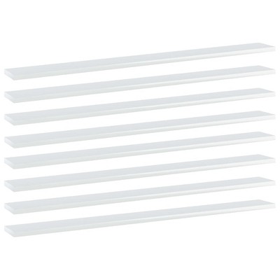 vidaXL Bookshelf Boards 8 pcs High Gloss White 39.4"x3.9"x0.6" Engineered Wood