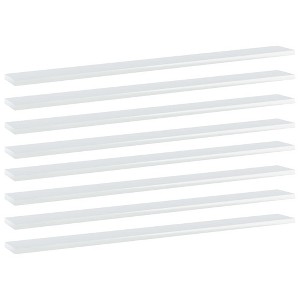 vidaXL Bookshelf Boards 8 pcs High Gloss White 39.4"x3.9"x0.6" Engineered Wood - 1 of 4