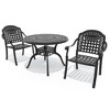 3-Piece Cast Aluminum Outdoor Dining Set: Round Table, Stackable Chairs & Blue Cushions - All-Weather Patio Furniture for Your Backyard - 3 of 4