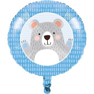 Bear Print Mylar Party Balloon, Gray Blue